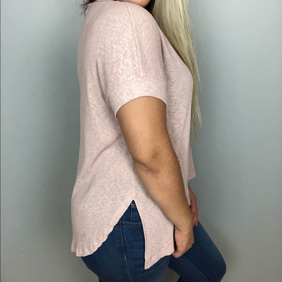 Zara Womens Basic Ribbed Blush Asymmetrical Top - Picture 3 of 8